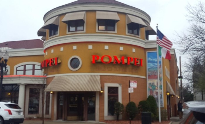 Pompei restaurant menu with prices